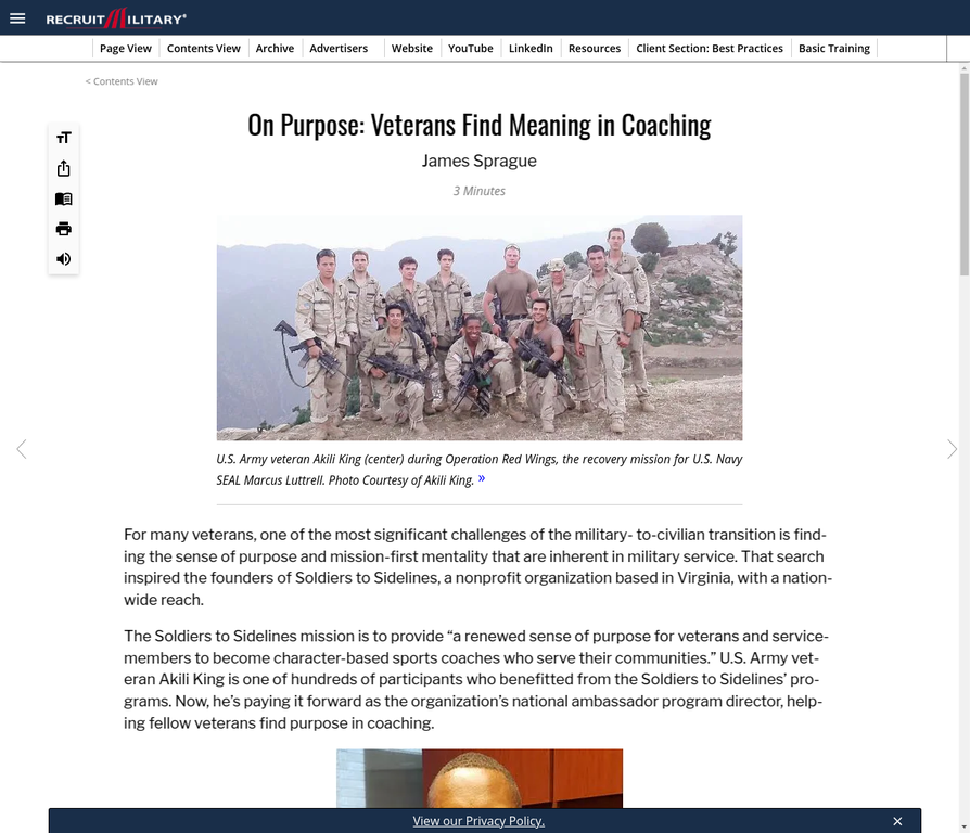 On Purpose: Veterans Find Meaning in Coaching